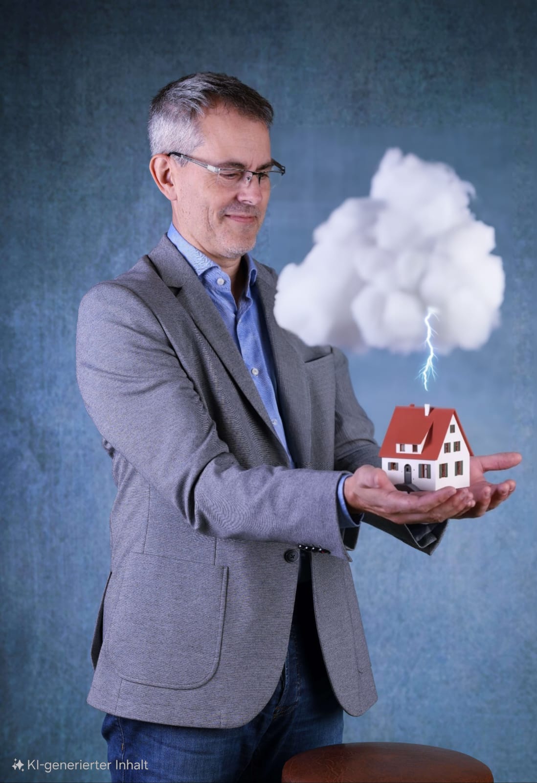 Gewitter, Blitz auf Haus